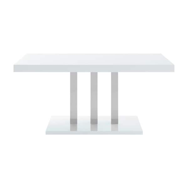 Coaster Home Furnishings Brooklyn White High Gloss Wood Top and Chrome  Pedestal Base 63 in. Rectangular dining Table (Seats-6) 193811 - The Home  Depot