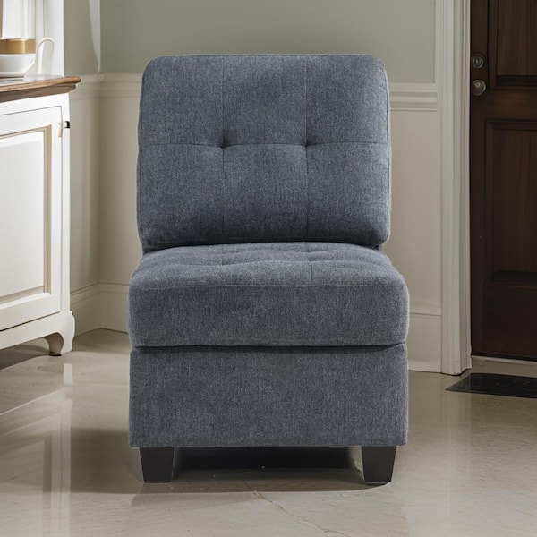 Benjara Seh 24.25 in. Armless Fabric Rectangle Sofa in. Gray and Black