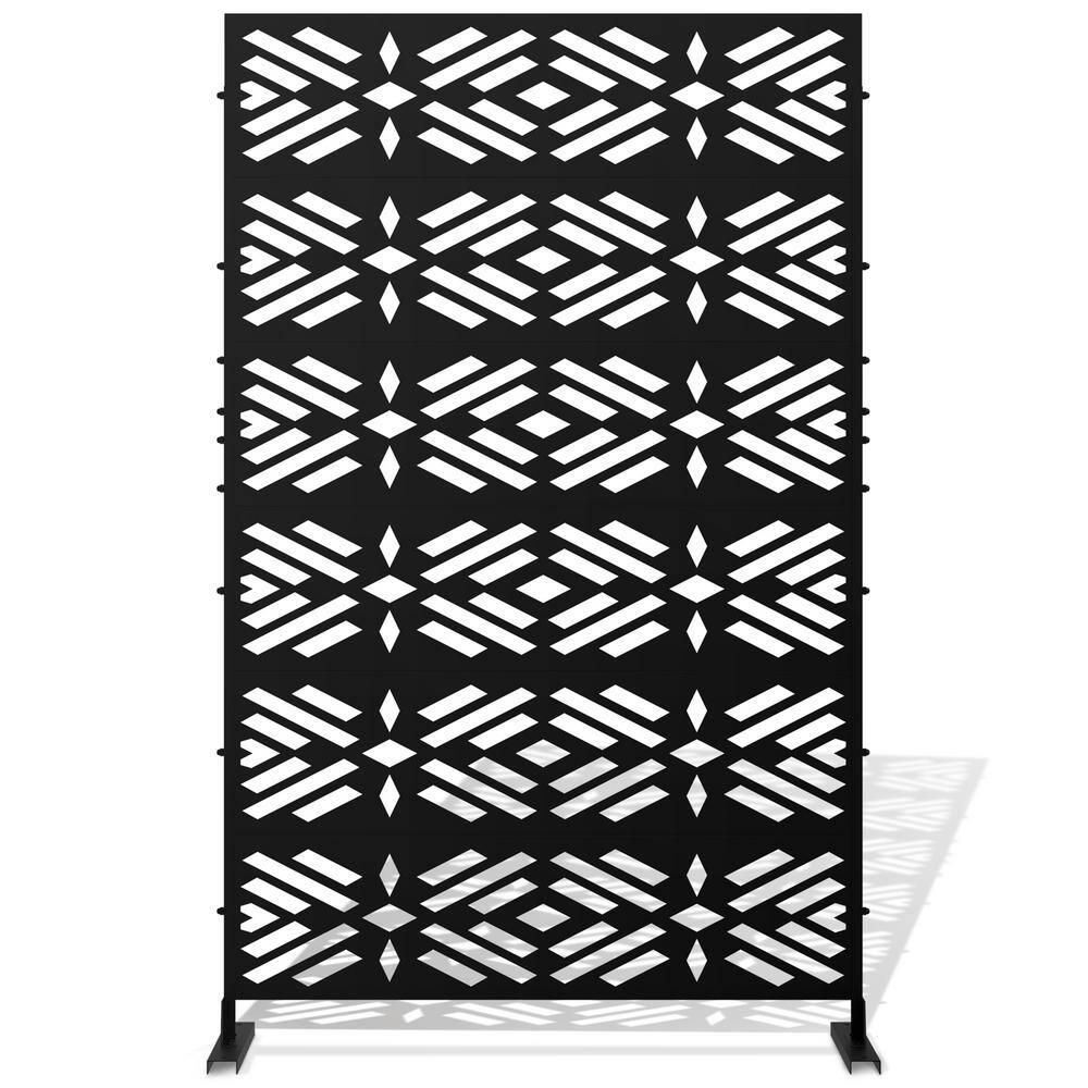 FUFU&GAGA 6.3 ft. H x 4 ft. W Outdoor Privacy Screen and Panels in Black Decorative Metal Garden