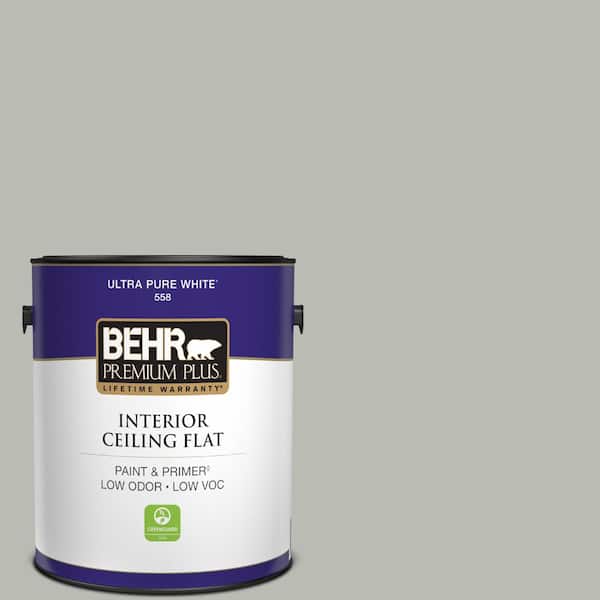 BEHR PREMIUM PLUS 1 gal. #N380-3 Weathered Moss Ceiling Flat Interior Paint