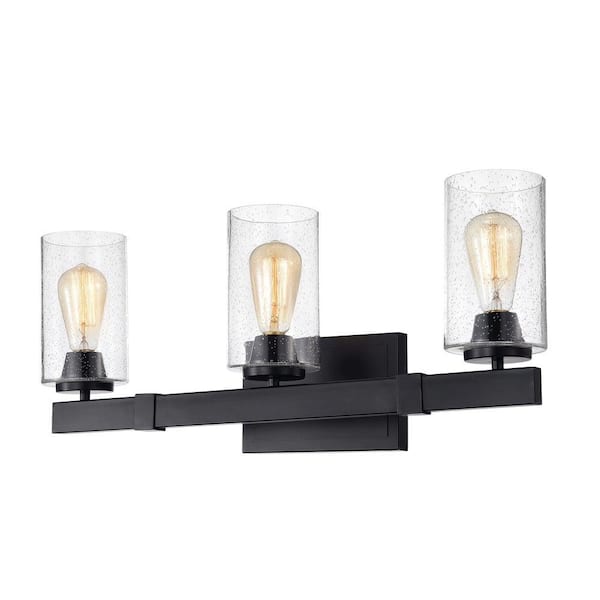Warehouse of Tiffany Melchie 10.83 in. 3-Light Indoor Black Finish Wall Sconce with Light Kit