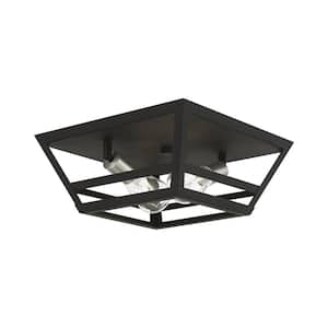 Schofield 13 in. 2-Light Black Flush Mount with Brushed Nickel Accents