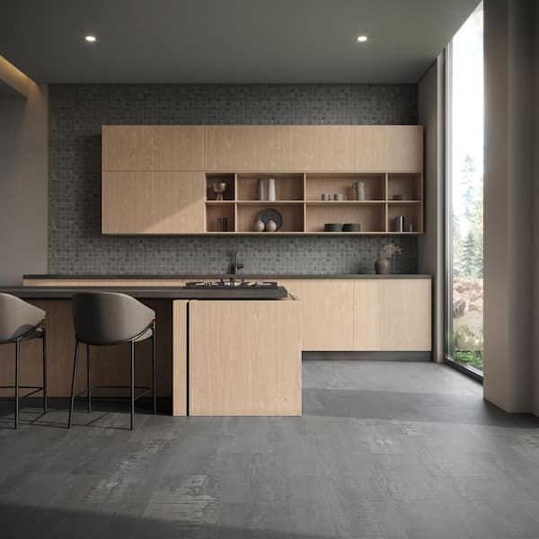 Angela Harris Metallic LVT Steel 11.9 in. x 23.9 in. x 28 MIL Loose Lay Matte Luxury Vinyl Floor Tile (22 Sq. Ft./Case)