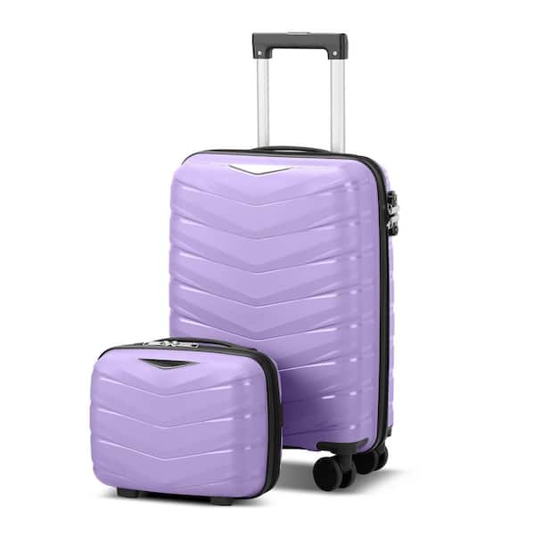 Karl home 2-Piece Taro Purple V-stripe with PP tote bag 14in 20in PP Luggage Set