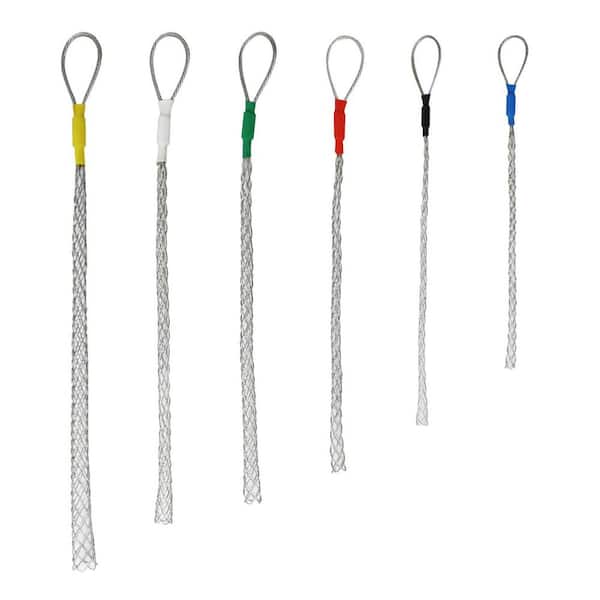Cable Pulling Socks Set Steel Mesh Wire Grip Eye Mesh Anti Slip Flexible for 4-25MM Cables (6-Pack)