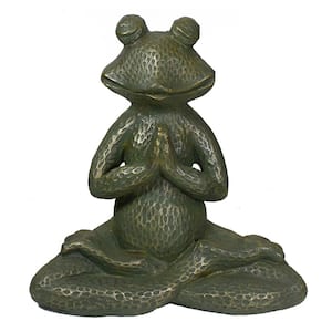 14 in. Gold Verdigris Yoga Frog Outdoor Garden Statue