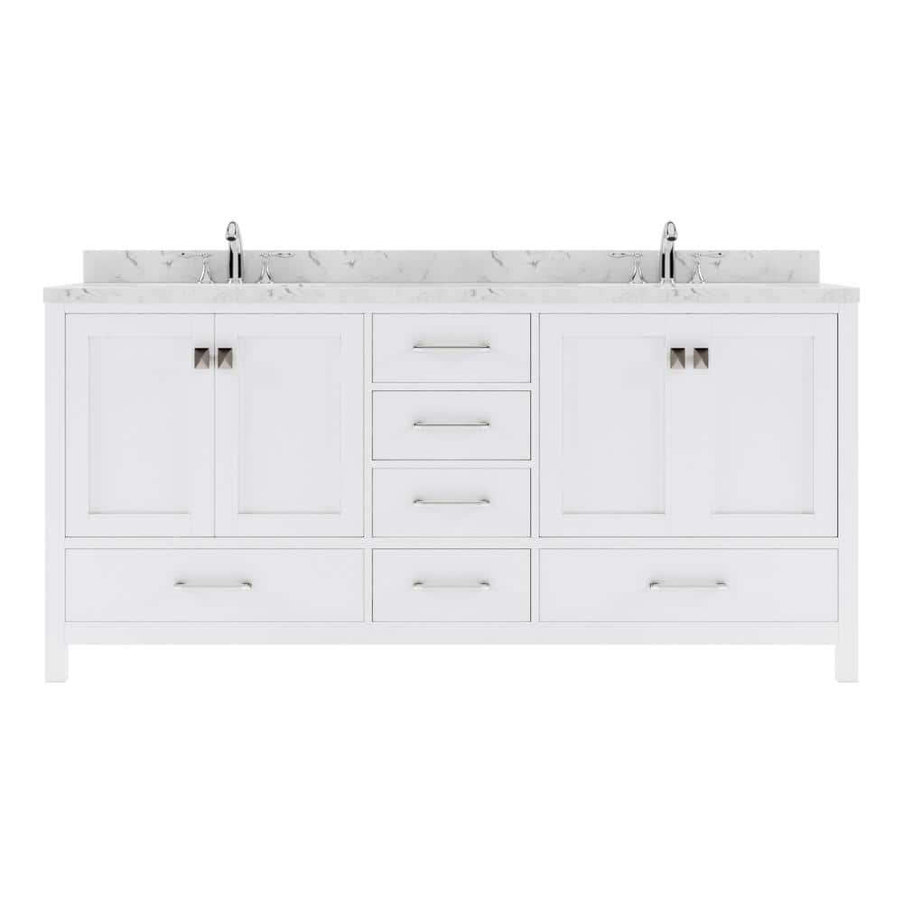 Caroline Avenue 72 in. W x 22 in. D x 35 in. H Double Sink Bath Vanity in White with Quartz Top price history on PriceWatchPro