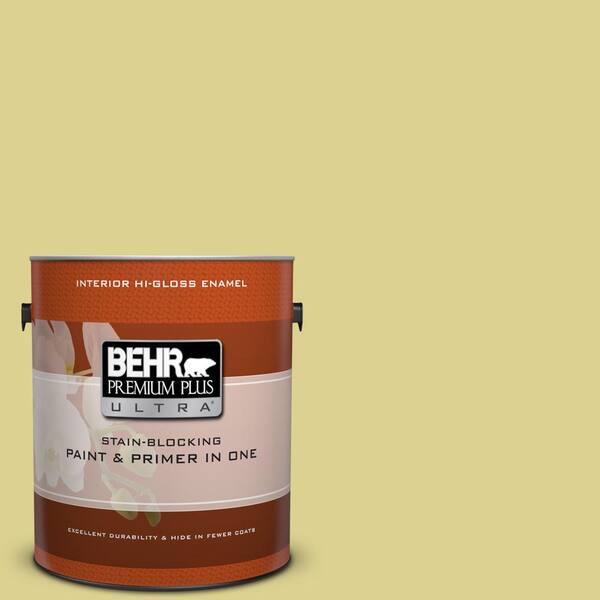 BEHR Premium Plus Ultra 1 gal. #T17-16 Thats My Lime Hi-Gloss Enamel Interior Paint and Primer in One