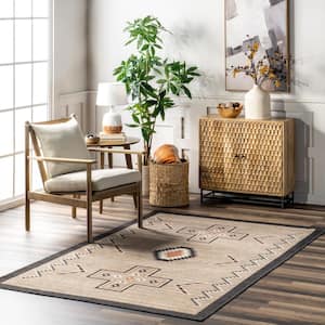 Colbie Tribal Machine Washable Brown 7 ft. x 9 ft. Area Rug