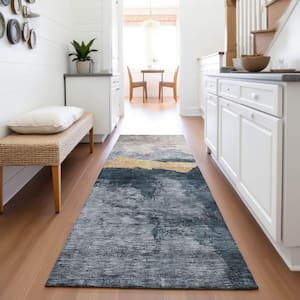 Mayfield Premium Machine Washable Abstract AMF1069 Blue 2 ft. 3 in. x 7 ft. 6 in. Runner Rug