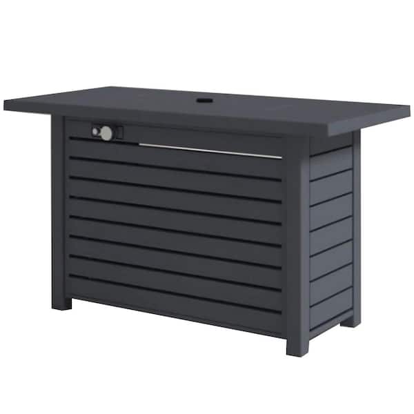 ToolCat 42 in. 50000 BTU Steel Propane Natural Gas Outdoor Fire Pit Table with Lid, Gray