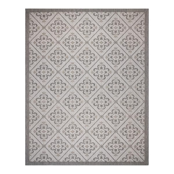 Gertmenian Paseo Bronte Ash/Steel 8 ft. x 10 ft. Striped Indoor/Outdoor Area Rug