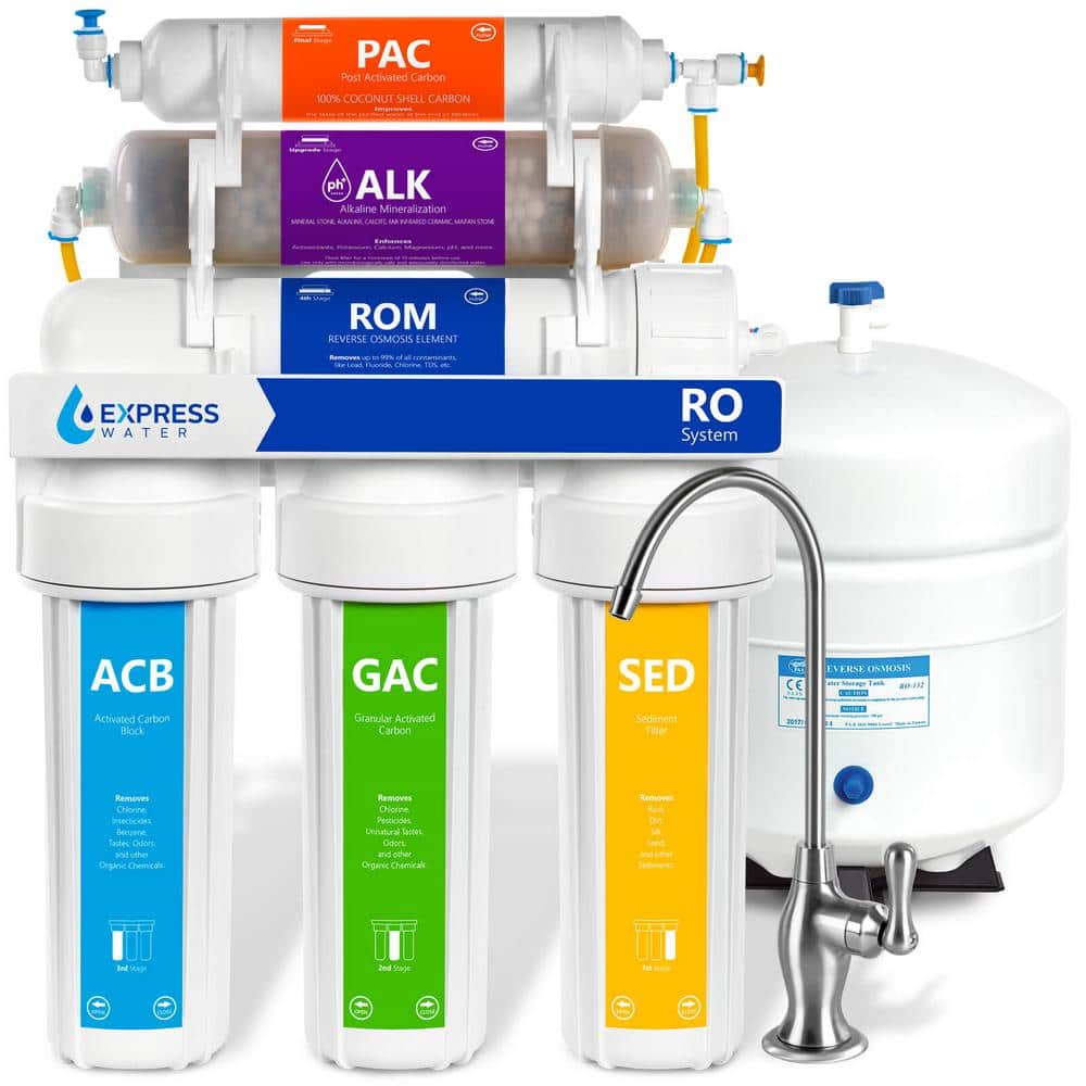 Express Water 10-Stage 50 GPD Alkaline RO Under-Sink Filtration System