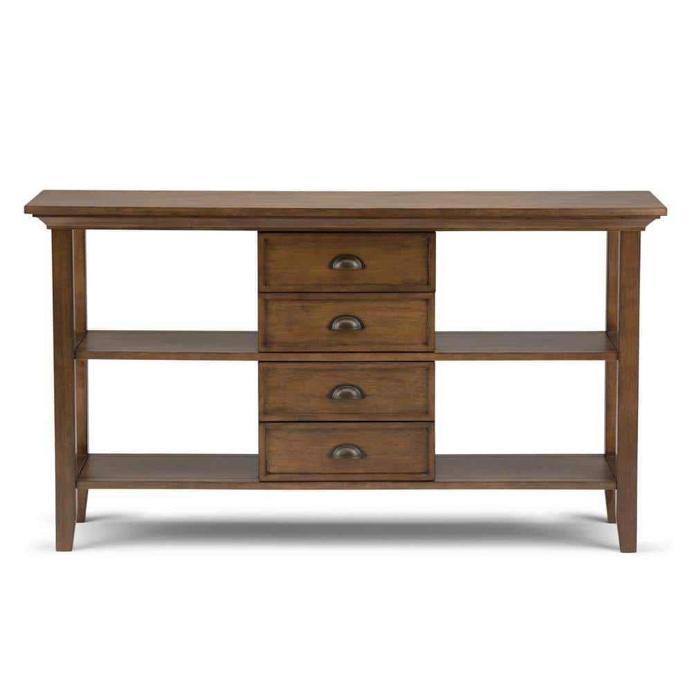Rustic Natural Aged Brown Wood Console Table with Storage
