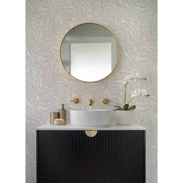 Massar Taupe Modern Marbled Wallpaper