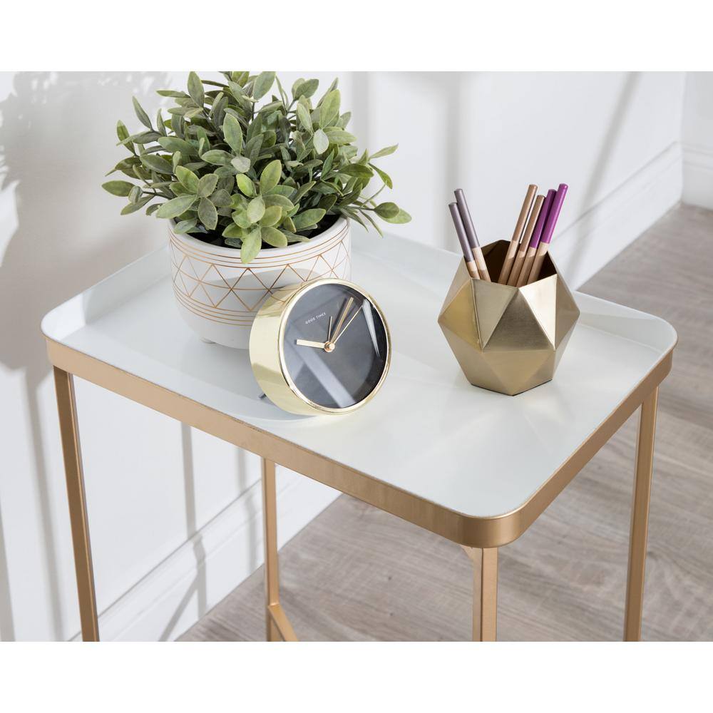 White and Gold Metal Foldable Tray Table
