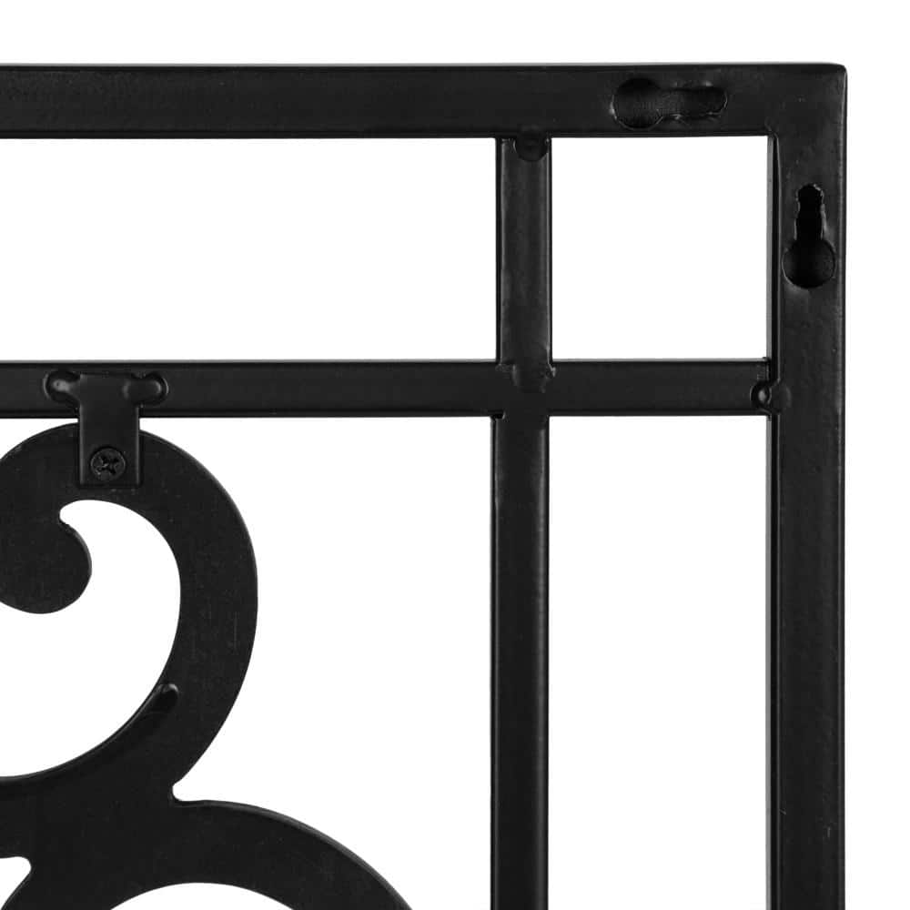 Black Ornate Metal and Wood Farmhouse Wall Art Plaque