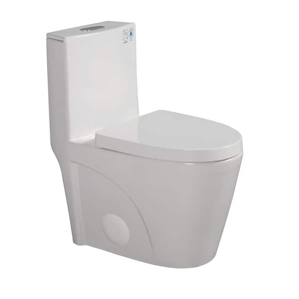 FUNKOL 1-Piece 1.1/1.6 GPF Dual Flush Elongated Ceramic Toilet in White with Soft Close
