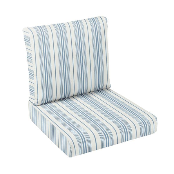 SORRA HOME 23 in. x 23.5 in. x 5 in. (2-Piece) Deep Seating Outdoor Dining Chair Cushion in Wellfleet Sea