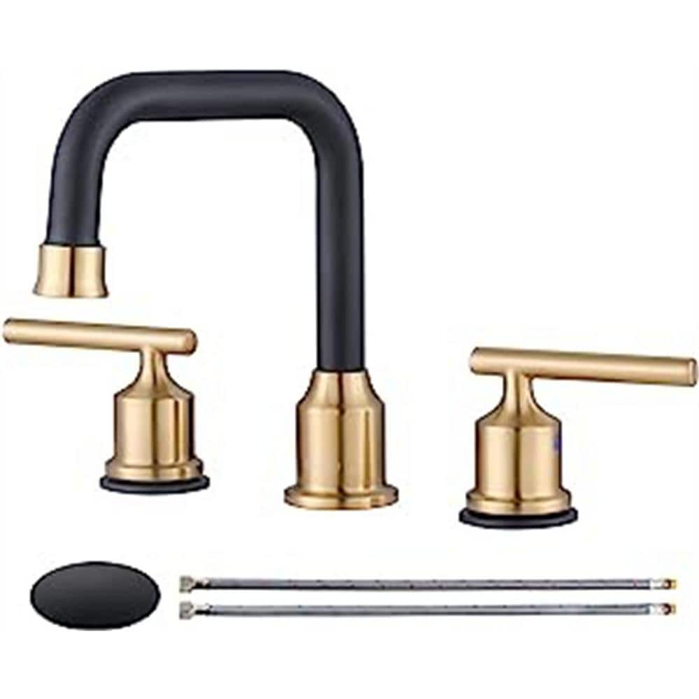 Dyiom Bath Accessories Faucet 2-Handle 8 in. Brass Sink Faucet 3-Hole Wide  3-Piece set Gold B07MZ5S1V7 - The Home Depot