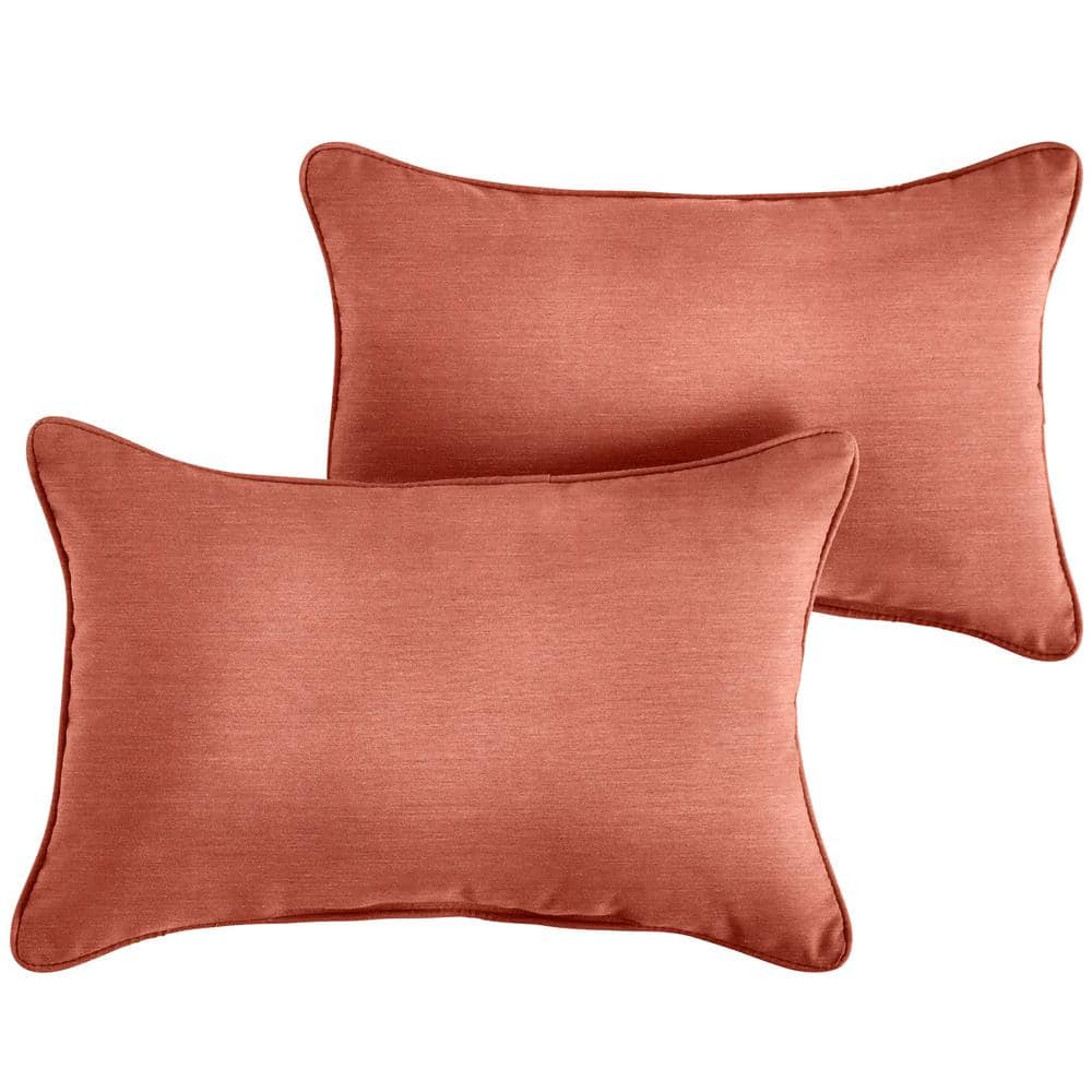 Sunbrella coral Rectangular Outdoor Corded Lumbar Pillows (2-Pack)