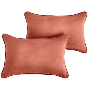 Sunbrella coral Rectangular Outdoor Corded Lumbar Pillows (2-Pack)