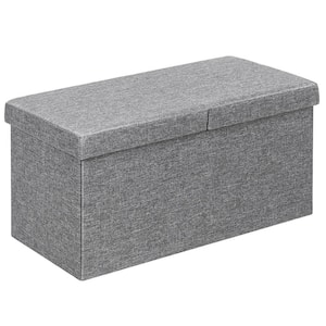 Grey 30 in. Folding Storage Ottoman with Lift Top Bed End Bench 80L Capacity Light