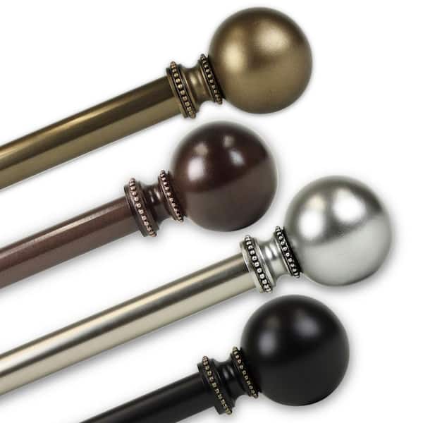 EMOH 18 in. to 28 in. Adjustable 13/16 in. Stevie Single Curtain Rod in Black