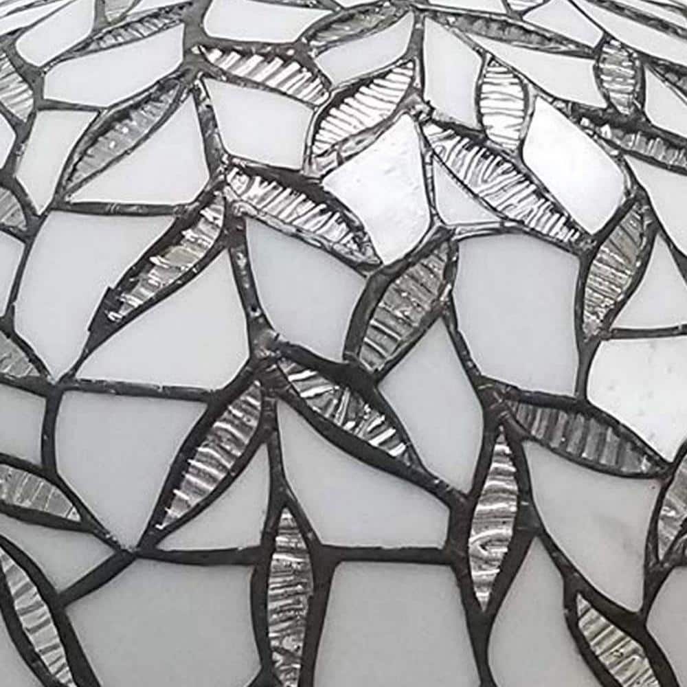 24" White Stained Glass Tiffany Style Table Lamp