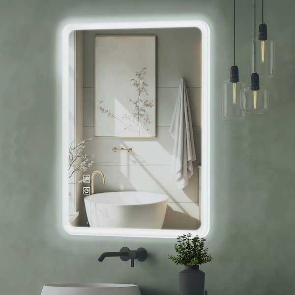 yulika 24 in. H x 40 in. W Rectangular LED Backlit Mirror Frameless Wall Bathroom Vanity Mirror Anti-Fog 3-Color Dimmable