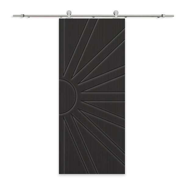 CALHOME 30 in. x 96 in. Black Stained Composite MDF Paneled Interior Sliding Barn Door with Hardware Kit