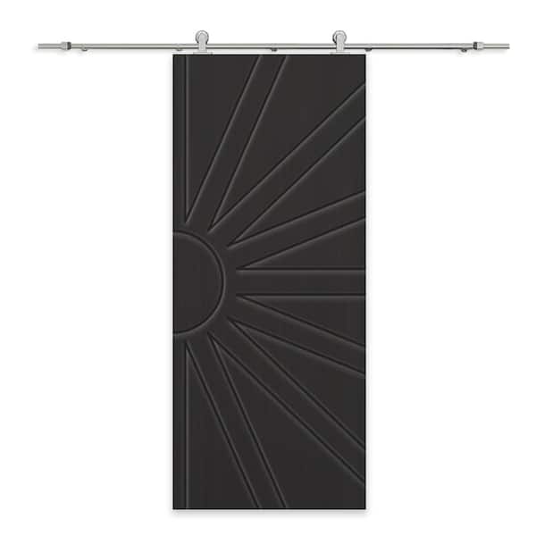 CALHOME 42 in. x 96 in. Black Stained Composite MDF Paneled Interior Sliding Barn Door with Hardware Kit