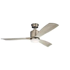 Ridley II 52 in. Indoor Antique Pewter Downrod Mount Ceiling Fan with Integrated LED with Wall Control Included