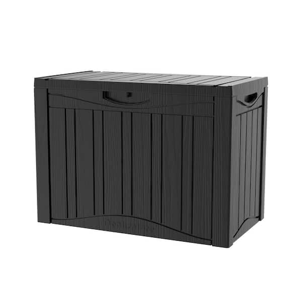 45 Gallon Outdoor 300 lbs Capacity Resin Deck Box, Waterproof Patio Storage Container with Extra Seating