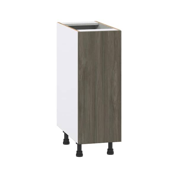 J COLLECTION Medora textured Slab Walnut Assembled Base Kitchen Cabinet with a Full Height Door (12 in. W x 34.5 in. H x 24 in. D)