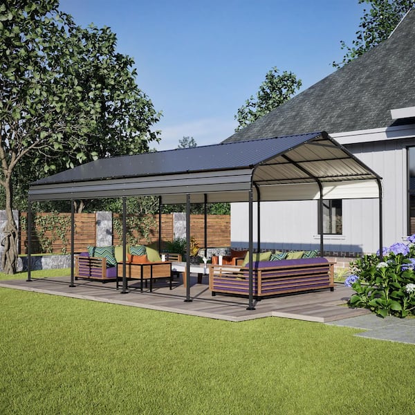 12 x 20 ft. Metal Carport, Outdoor Car Shelter All Weather, Heavy Duty Outdoor Galvanized Car Shelter