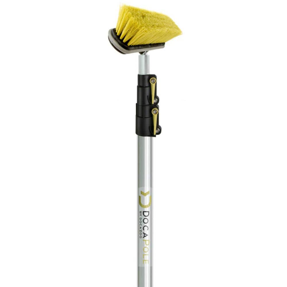 DocaPole Medium Bristle Deck Brush Plus 5 ft. to 12 ft. Extension Pole 11  in. Scrub Brush with Telescopic Pole DP12_MedBrush01
