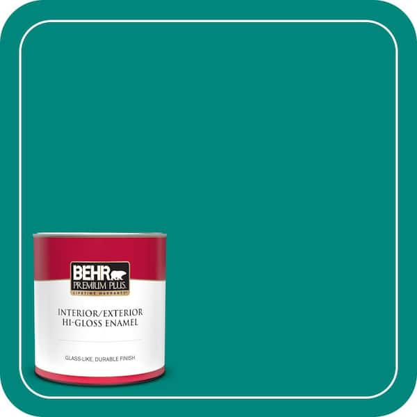 BEHR PREMIUM PLUS 1 qt. #P450-7 Mystic Turquoise Hi-Gloss Enamel Interior/Exterior Paint & Primer