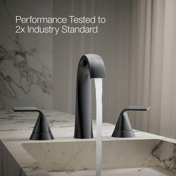 KOHLER Cursiva 8 in. Widespread 2-Handle Bathroom Faucet in Matte Black
