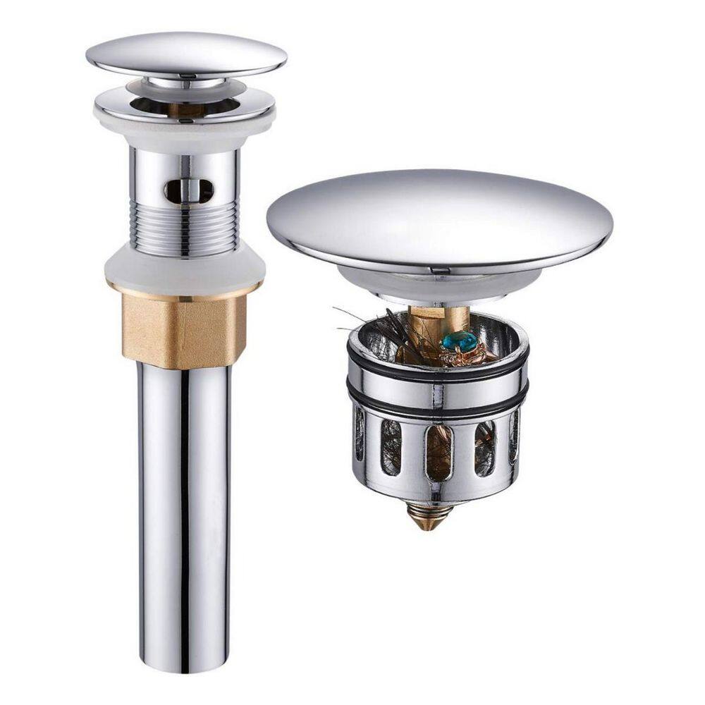 Chrome Pop-up Drain with Detachable Basket Stopper, 8.5 in. H x 2.6 in. W x 2.6 in. D Sink Drain with Overflow price history on PriceWatchPro