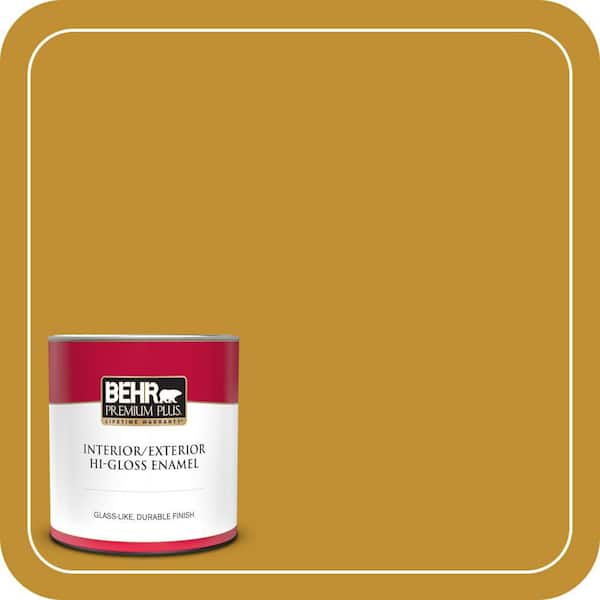 BEHR PREMIUM PLUS 1 qt. #M290-7 Turmeric Hi-Gloss Enamel Interior/Exterior Paint & Primer