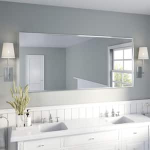 72 in. W x 32 in. H Silver Aluminum Rectangular Framed Wall Bathroom Vanity Wall Mount Mirror