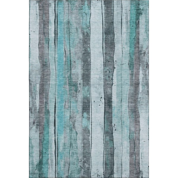 Mayfield Premium Machine Washable Abstract AMF1874 Teal 9 ft. x 12 ft. Area Rug