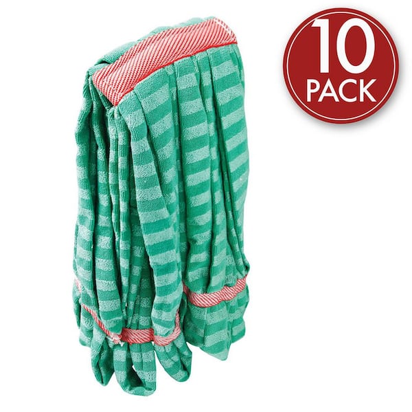 Medium String Mop Microfiber Tube Looped-End Wet Mop Head (Green) 10-Pack