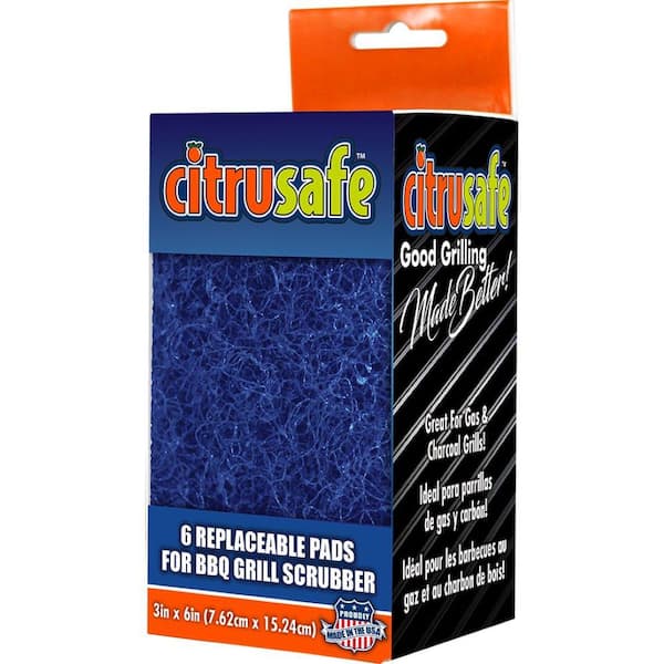 citrusafe Blue Combination Grills Heavy-Duty Grill Scrubber Replacement Pads 6 Ct Grilling Set