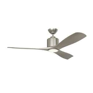 SENTRY 52 in. Integrated LED Indoor Nickel Ceiling Fan with White Polycarbonate (PC) Plastic Shade