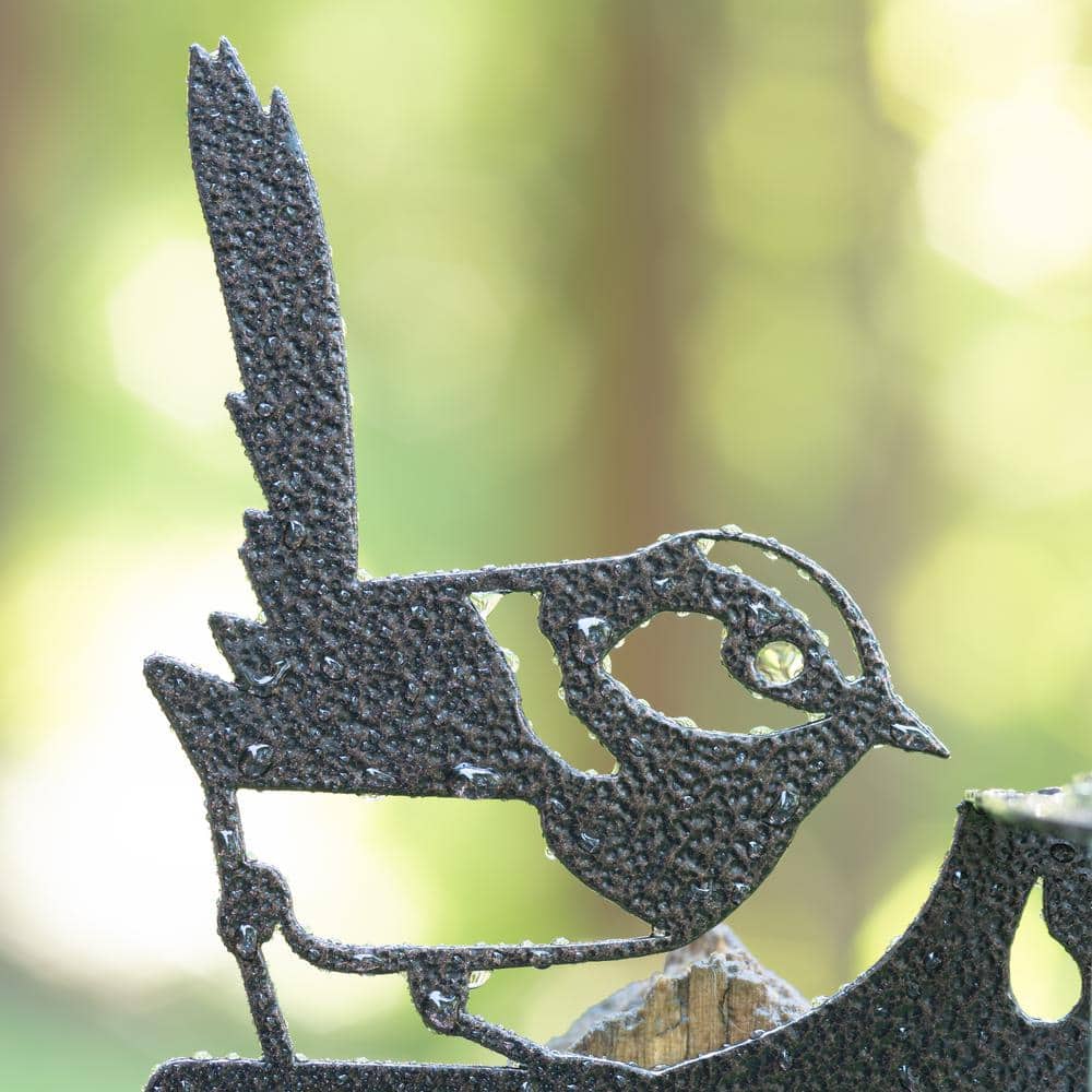 Hammered Bronze Metal Garden Rain Gauge with Glass Tube