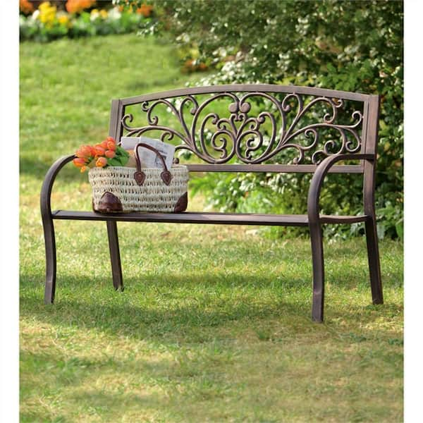 50 in. Blooming Metal Outdoor Garden Bench