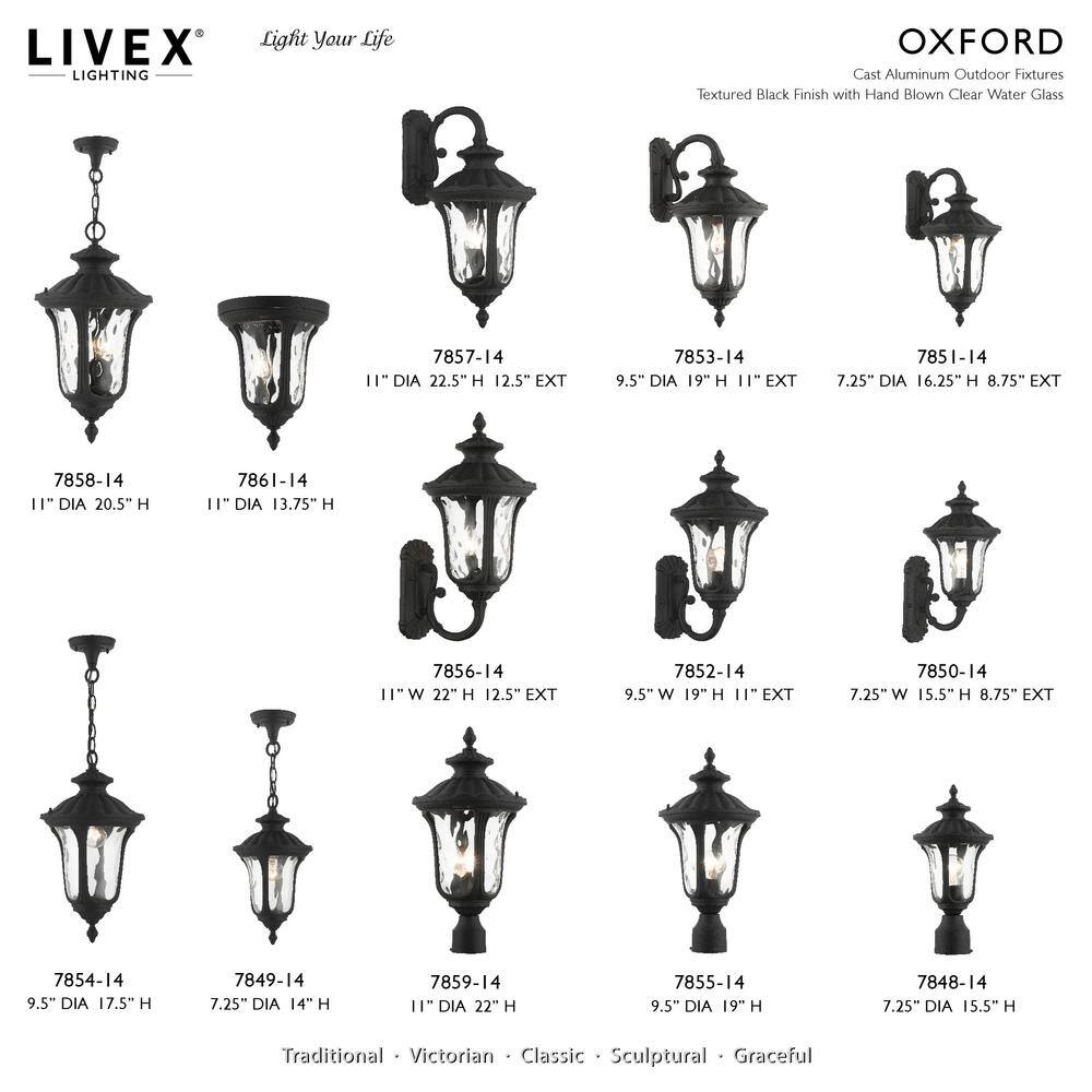 Oxford Black Aluminum Outdoor Wall Lantern with Clear Glass