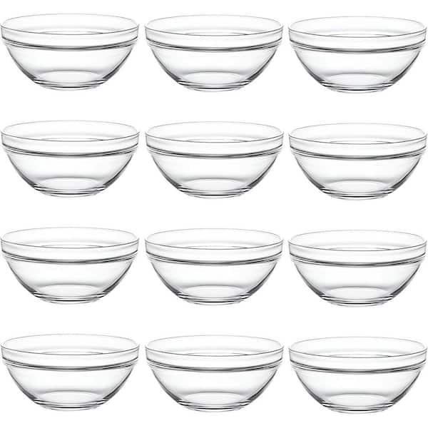 Stackable 2.36 in. 1.5 fl. oz. Clear Clear Glass Prep Bowls  for Pre-measuring Spices for Cooking and Baking, Set of 12